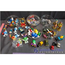 Lot of Misc Toys (Smurfs, M&Ms, Marbles, Cars, Disney)