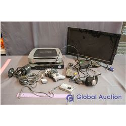 Box of Misc Electronics (Security Cameras, Monitor)