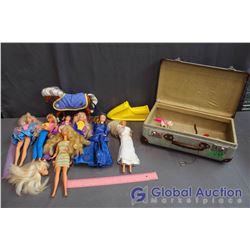 Suitcase Full of Barbie & Ken Dolls w/Accessories