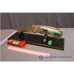 Oversized John Deere Pocket Knife (American Farmers Feed the World) w/Stand & John Deere Watch