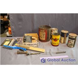 Lot of Hardware & Assorted Motor Oil Tins