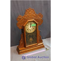 Vintage Wooden Mantle Clock with Key