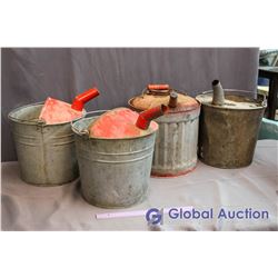 Lot of Galvanized Pails with Pourer Spout (4)