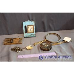 Antique Leather Tape Measure, Rat Trap, Misc