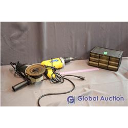 Corded Electric Drill, Angle Grinder & Parts Organizer