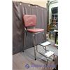 Image 2 : Vintage Chrome Kitchen Step Chair - Maroon