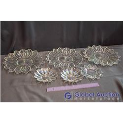 Lot of Clear & Clear Carnival Glass Plates (6 Pieces)