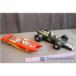 (2) Toy Vehicles (Race Car, Speed Boat)