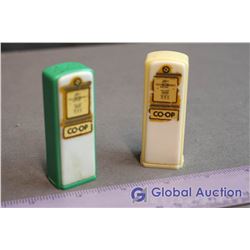 (2) Co-Op Plastic Gas Station Salt & Pepper Shakers