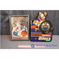 Oilers Sign & Ronrico Rum Clock
