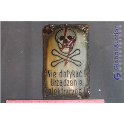 Polish "Do not touch! Electric device!" Metal Warning Sign