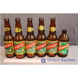 (6) Bohemian Lager Glass Bottles