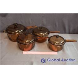 Set of Pyrex Glass Pots w/Lids