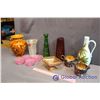 Image 2 : Lot of Glassware, Vases, Carnival Glass Bowl, Decor