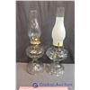 Image 1 : (2) Oil Lamps, 1 with Frosted Shade