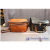 Image 1 : (2) Leather Camera Bags with Contents - Olympus Camera, Misc