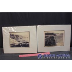 (2) Unframed Vintage Prints - American Falls in Winter, Prospect Point