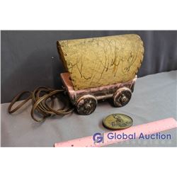 Covered Wagon Lamp with Flamingo Hilton Reno Belt Buckle