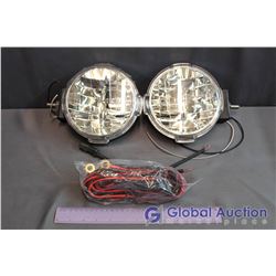 Unused PIAA 7" LP570 White LED Driving Light Kit - Wiring/Switch Included, Missing Offroad PIAA Cove