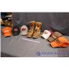 Image 2 : Mens Size 10 Work Boots and Collection of Hats (6 - Cabelas, Toyota, Chevrolet, etc)