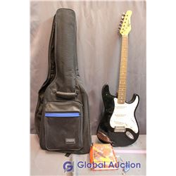 Robson Full Size Electric Guitar W/ Soft Case, Bass Guitar Book And Guitar DVD, And Pitch Keychain