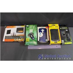 Lot Of Tech In Box (TV Wall Mount, Bluetooth Headset, Cases, Rechargable Powermat)