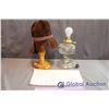 Image 1 : Vintage Felt Hat with Hat Stand, Electric Converted Oil Lamp (Working), & Vintgage Handkerchef