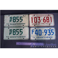 1973, 1976, and Pair of 1974 License Plates
