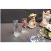 Image 5 : Lot of Crystal Decor, Wooden Figures, Small Porcelain Dolls, Vintage Mickey Mouse Diaper Pins (2), V