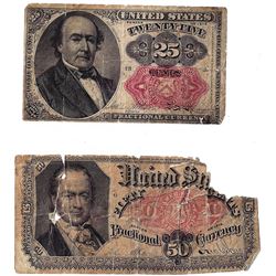 Lot (2) Fractional Notes 1874 & 1875