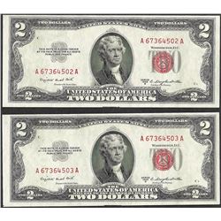 Lot of (2) 1953B $2 Legal Tender Notes