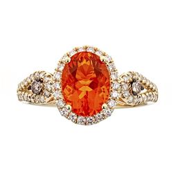 1.53 ctw Fire Opal and Diamond Ring - 14KT Yellow Gold