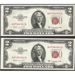 Lot of (2) 1953B $2 Legal Tender Notes