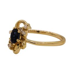 0.14 ctw Sapphire and Diamond Ring - 14KT Yellow Gold