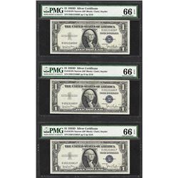 Lot of (3) Consecutive 1935D $1 Silver Certificate Notes PMG Gem Uncirculated 66