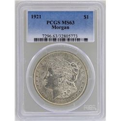 1921 $1 Morgan Silver Dollar Coin PCGS MS63