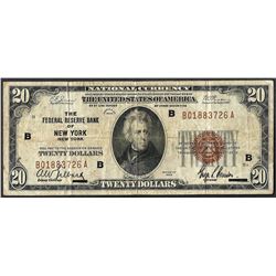 1929 $20 Federal Reserve Bank Note New York