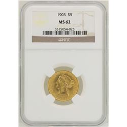 1903 $5 Liberty Head Half Eagle Gold Coin NGC MS62