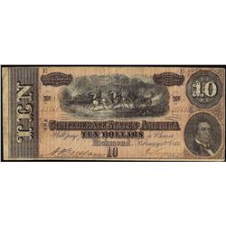 1864 $10 Confederate States of America Note