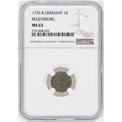 1776B Germany Kreuzer Regensburg Coin NGC MS63