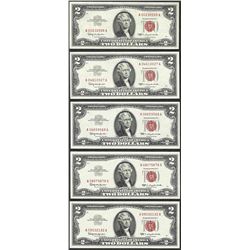 Lot of (5) 1963 $2 Legal Tender Notes