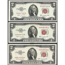 Lot of (3) 1953B $2 Legal Tender Notes