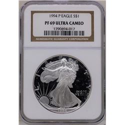 1994 $1 American Silver Eagle Proof Coin NGC PF69 Ultra Cameo