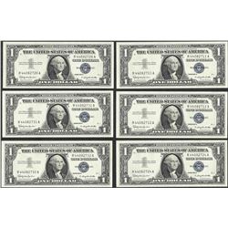 Lot of (6) 1957B $1 Silver Certificate Notes