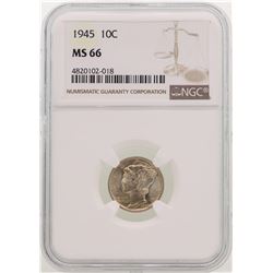 1945 Mercury Dime Coin NGC MS66
