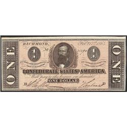 1864 $1 Confederate States of America Note