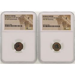 Lot of (2) Constantius II A.D 337-361 Ancient Roman Empire Coins NGC  F