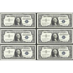 Lot of (6) 1957B $1 Silver Certificate Notes