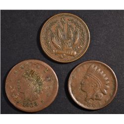 (3) PATRIOTIC CIVIL WAR TOKENS