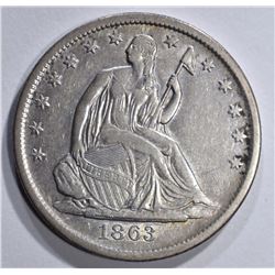1863-S SEATED HALF DOLLAR, XF+